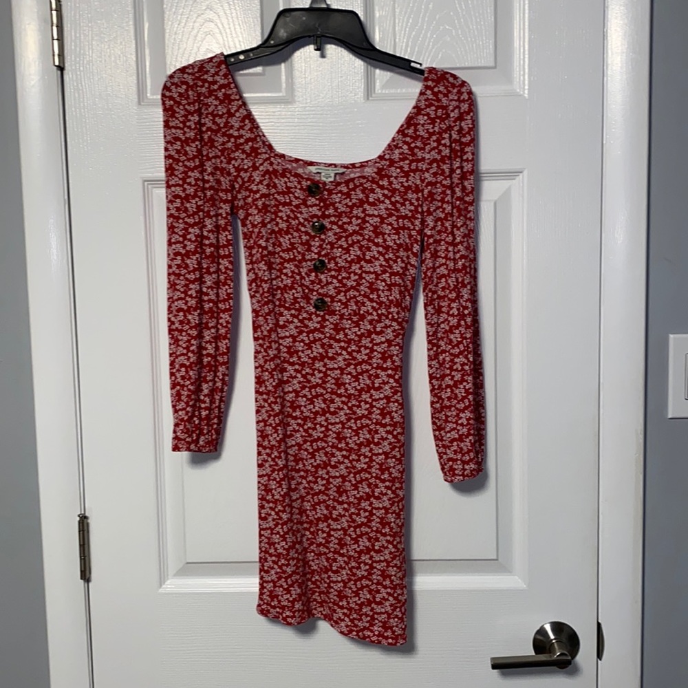 Red floral long sleeve dress, American Eagle